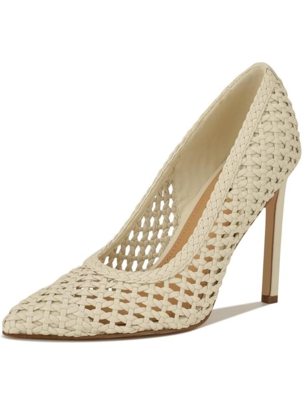 Women's Cream Pointed Toe Footbed Solid Tatiana Pump Casual Covered Heel Shoes